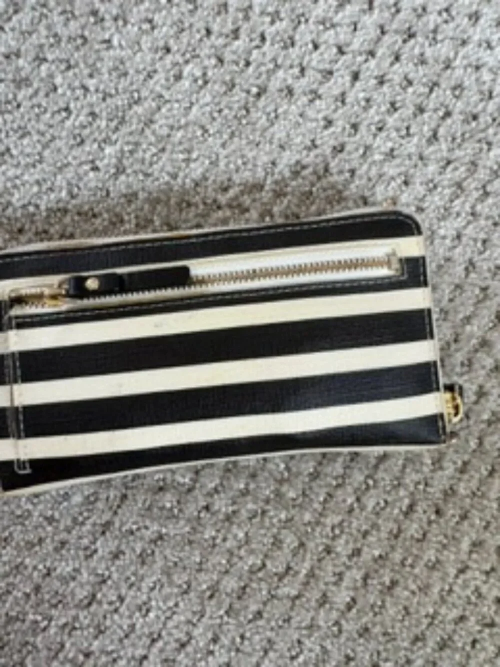 Kate Spade New York Black & Cream Striped Zip Around Wallet